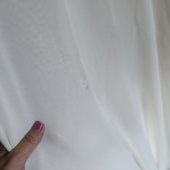 Tara Keely lace applique sheer ivory chiffon flowy wedding dress sz Small 2/4 - Picture 13 of 16